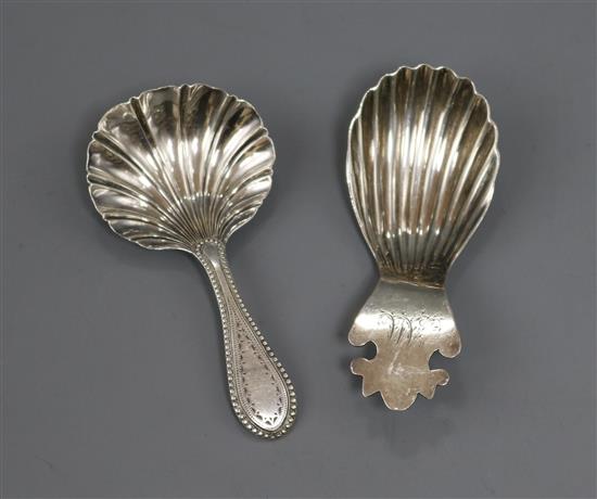 Two 19th century silver caddy spoons, including Birmingham, 1796.